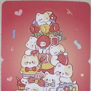 Strawberry cats kittens "Sweet as honey" pop up greeting card without envelope